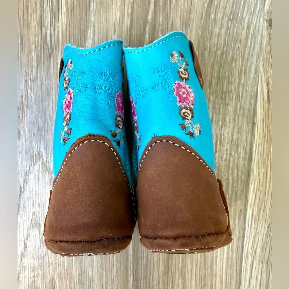 Cowpokes Little Cowpokes Square Toe Baby Western Boots Turquoise Brown Size 1